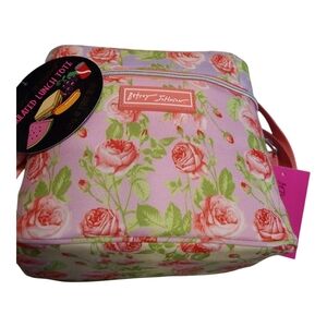 Betsey Johnson Pink and Green Floral Cosmetic Bag